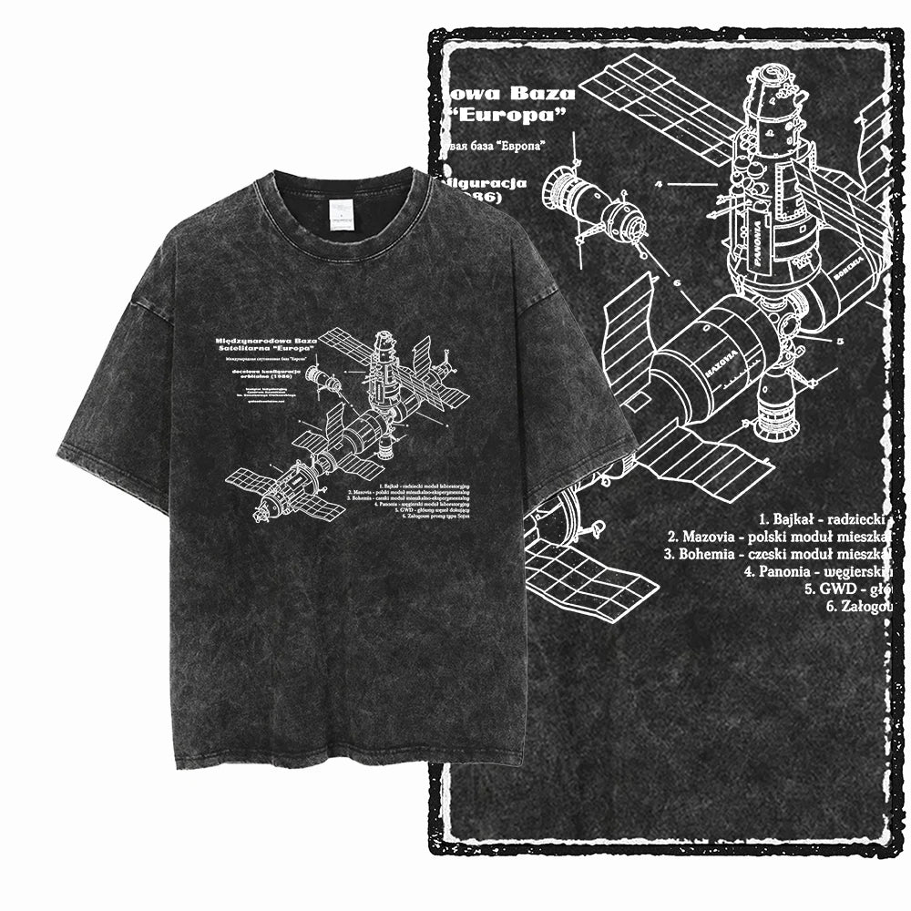Space Theme Graphic T-Shirt (Acid Wash)