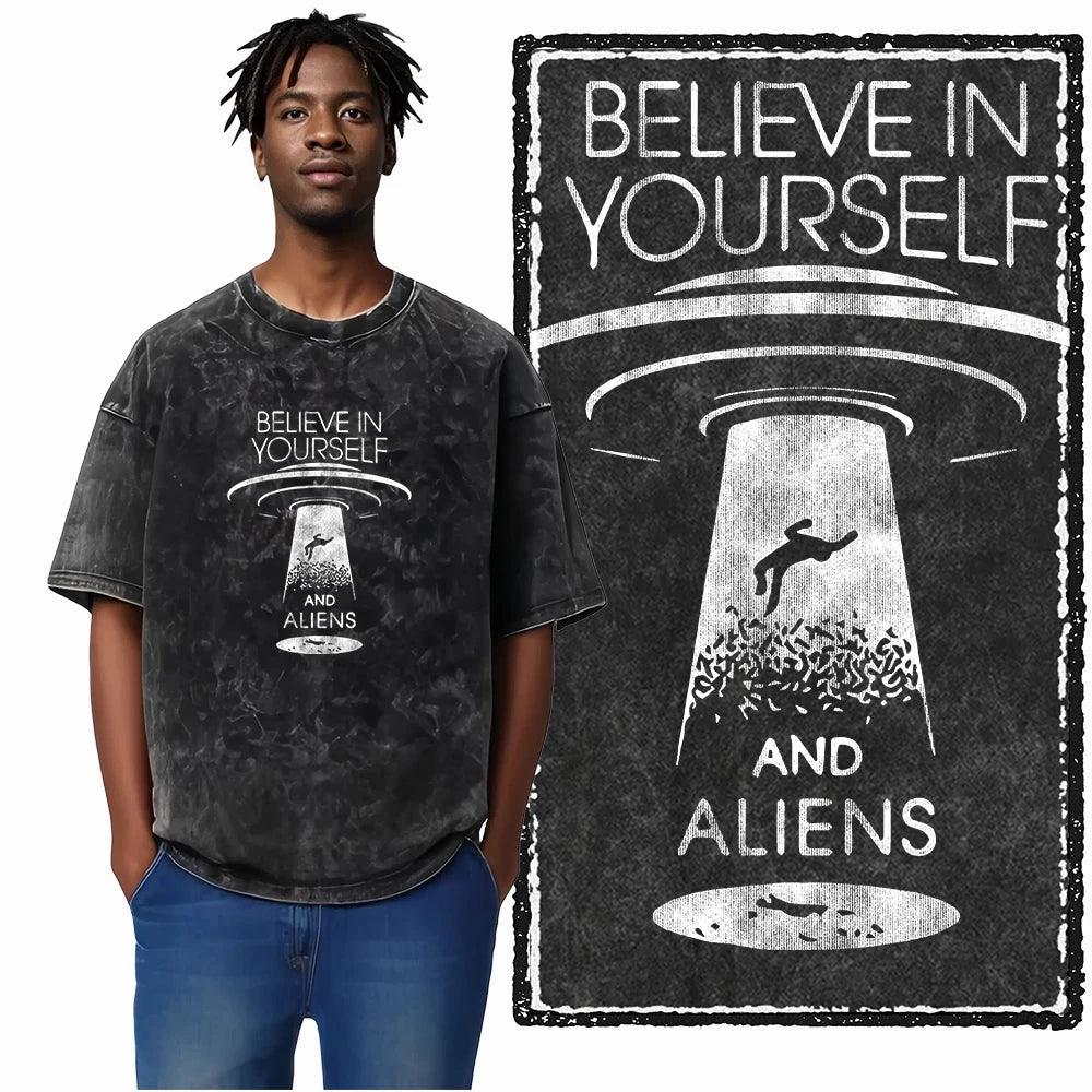 Space Theme Graphic T-Shirt (Acid Wash)