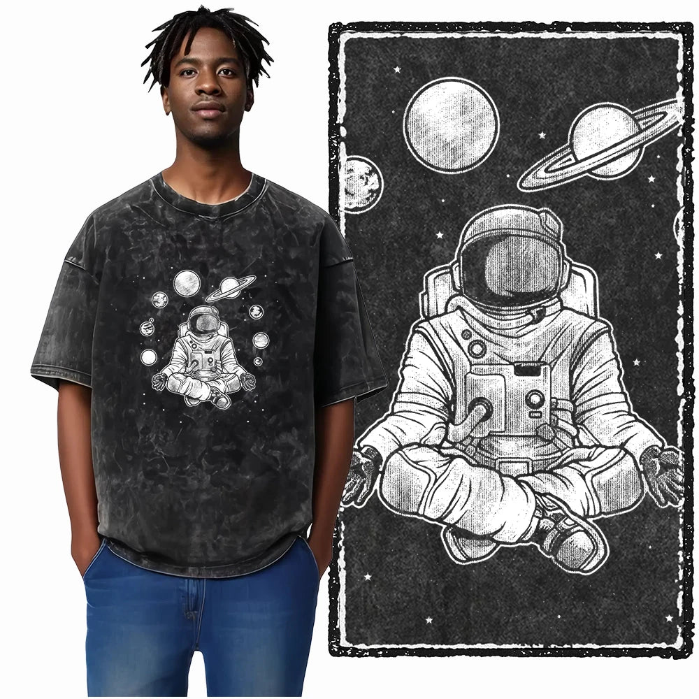 Space Theme Graphic T-Shirt (Acid Wash)