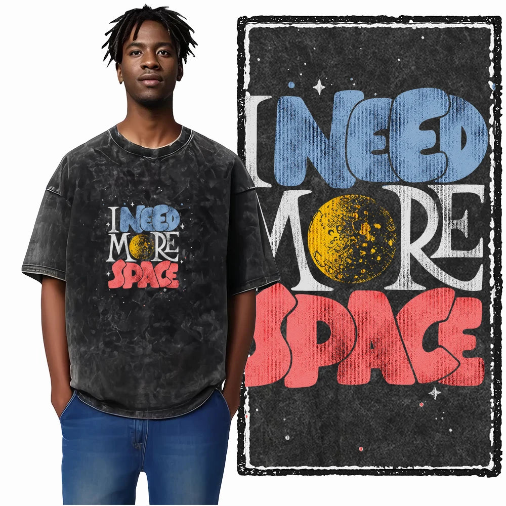 Space Theme Graphic T-Shirt (Acid Wash)