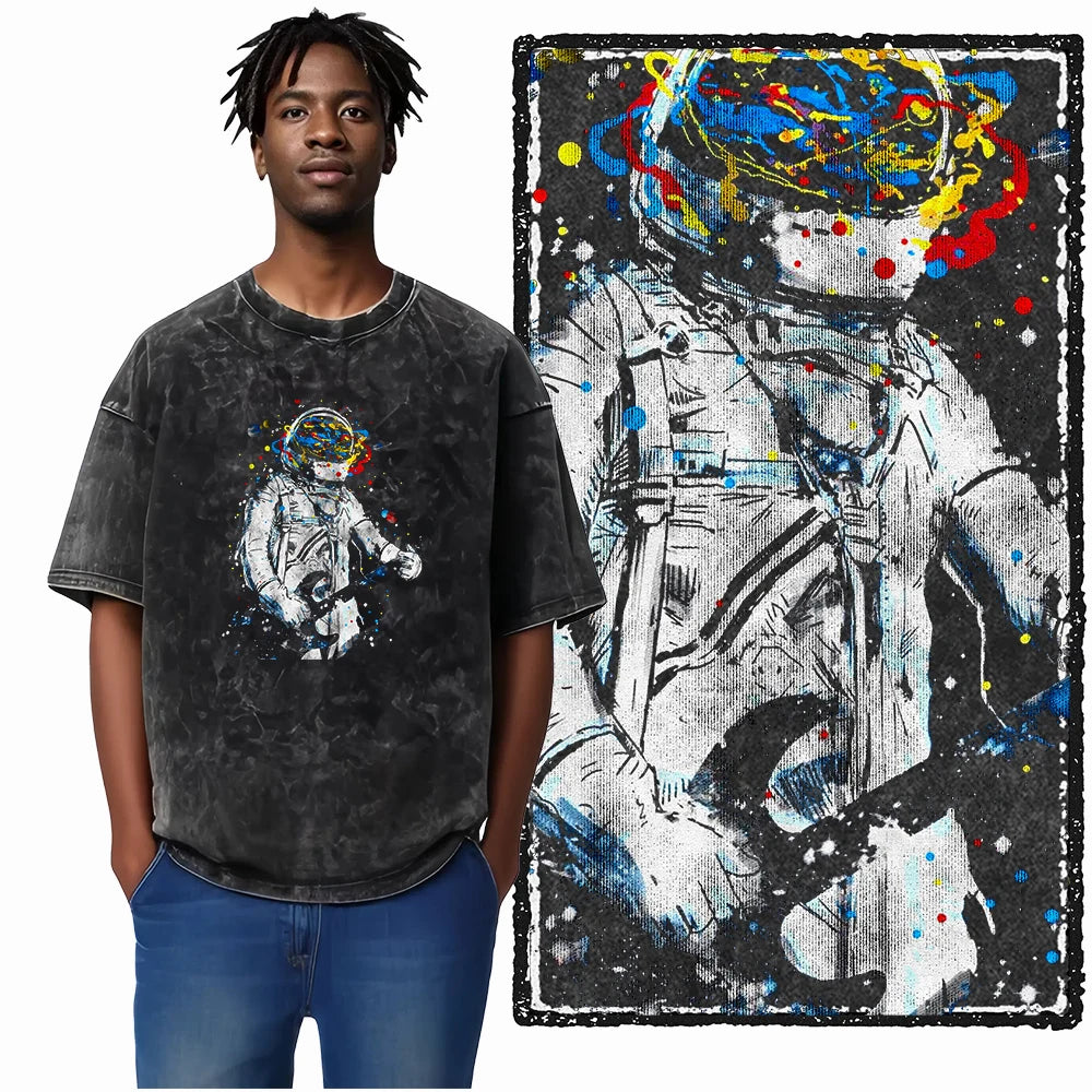 Space Theme Graphic T-Shirt (Acid Wash)