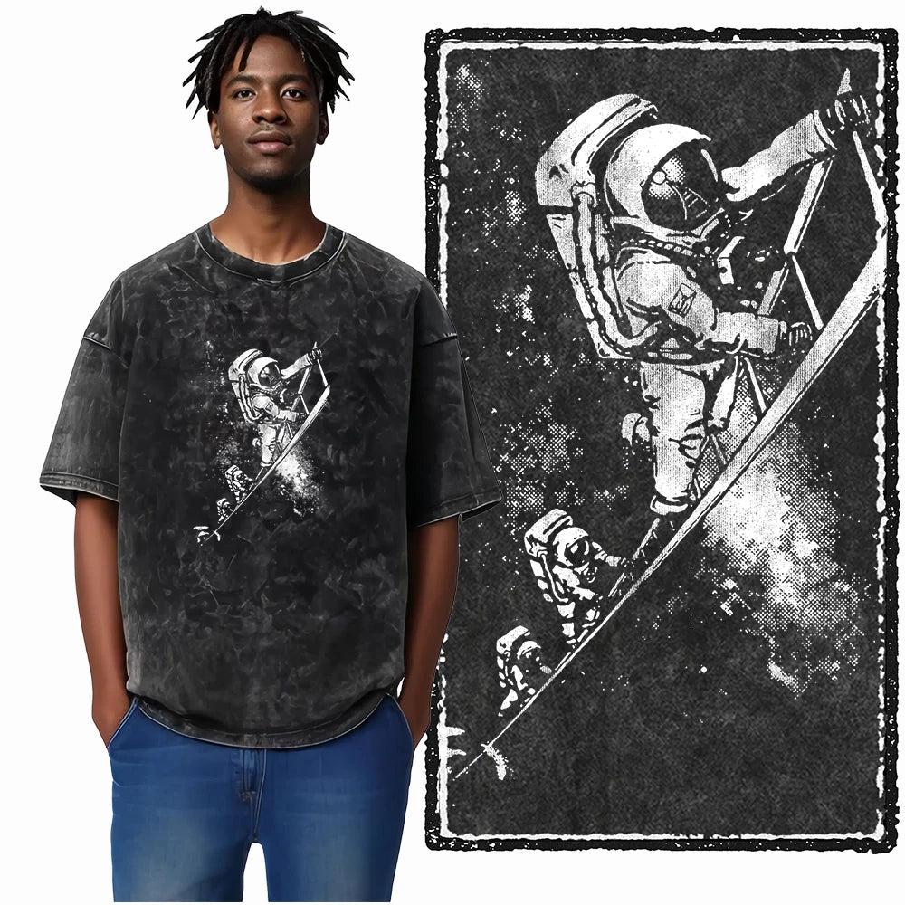 Space Theme Graphic T-Shirt (Acid Wash)