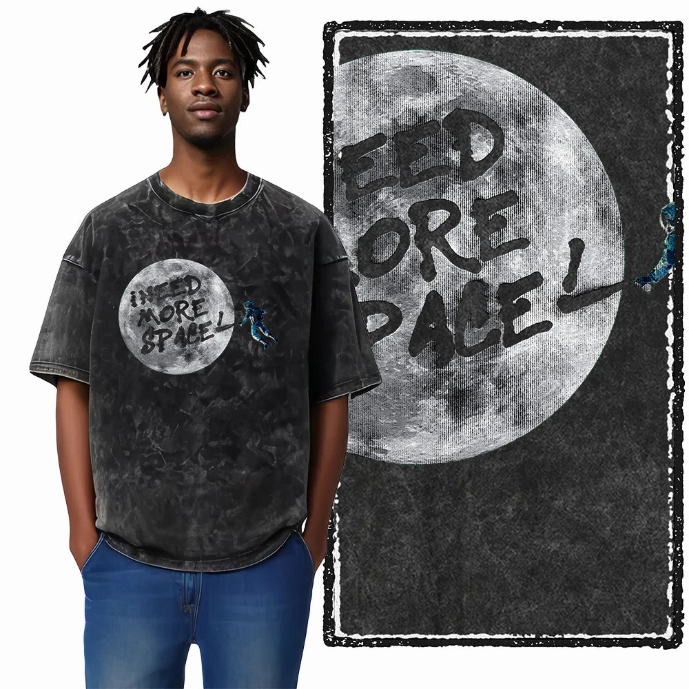 Space Theme Graphic T-Shirt (Acid Wash)