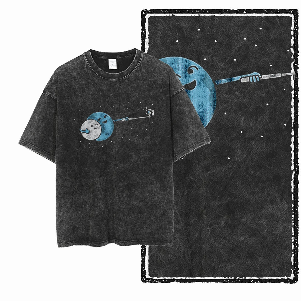 Space Theme Graphic T-Shirt (Acid Wash)
