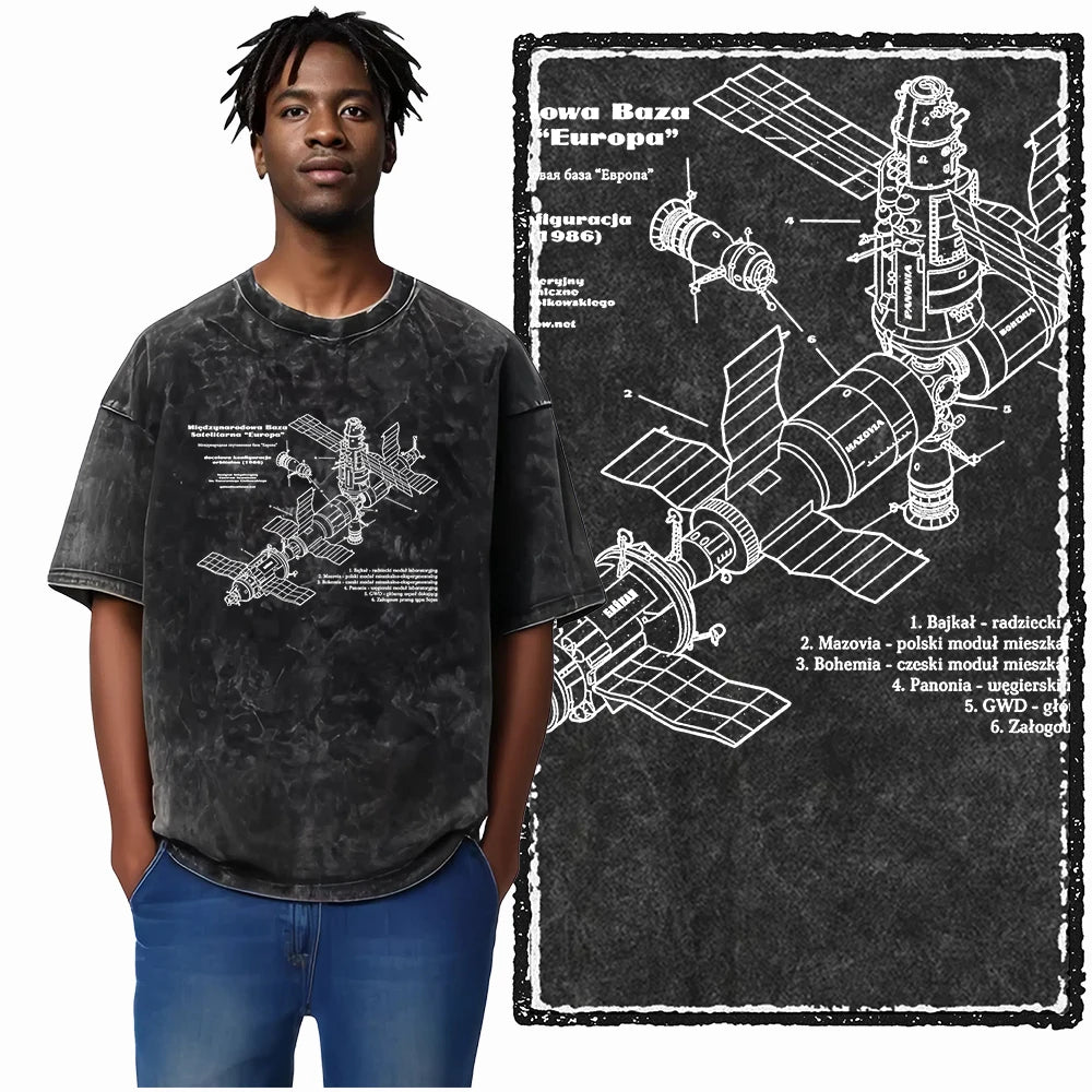 Space Theme Graphic T-Shirt (Acid Wash)