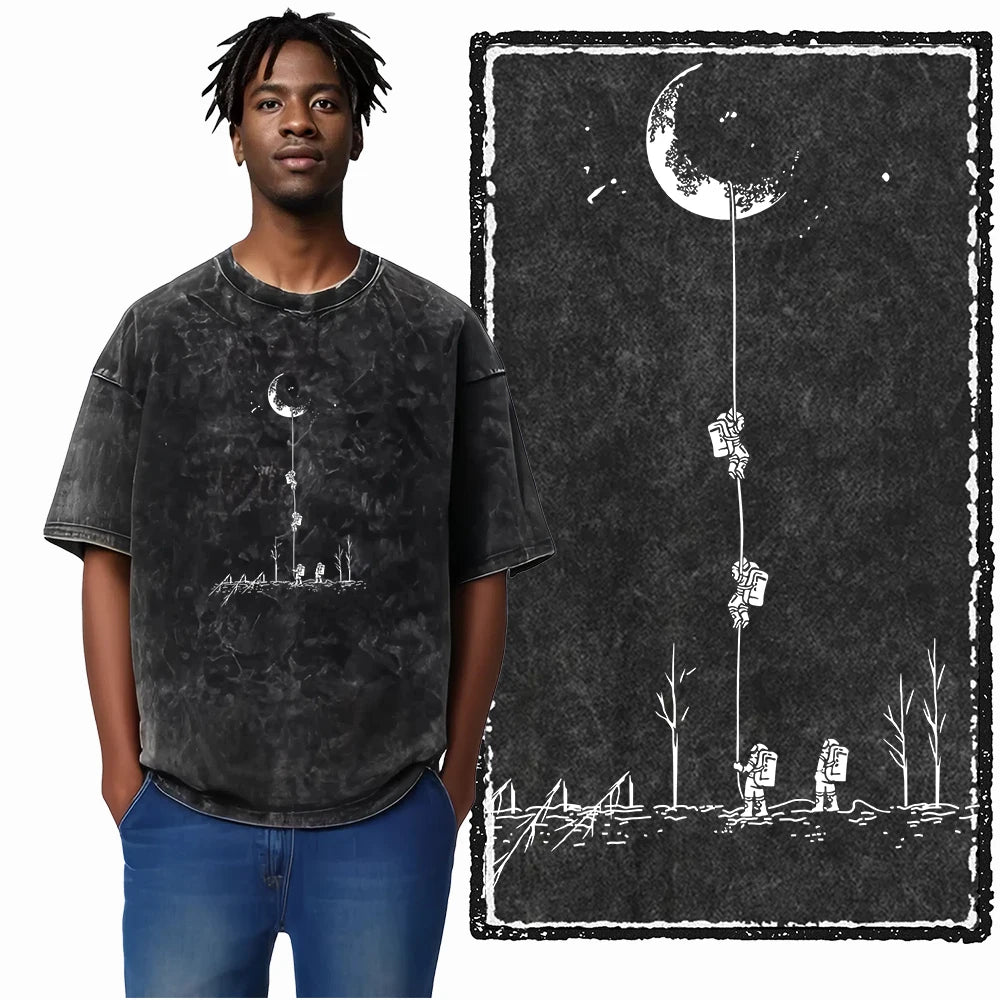 Space Theme Graphic T-Shirt (Acid Wash)