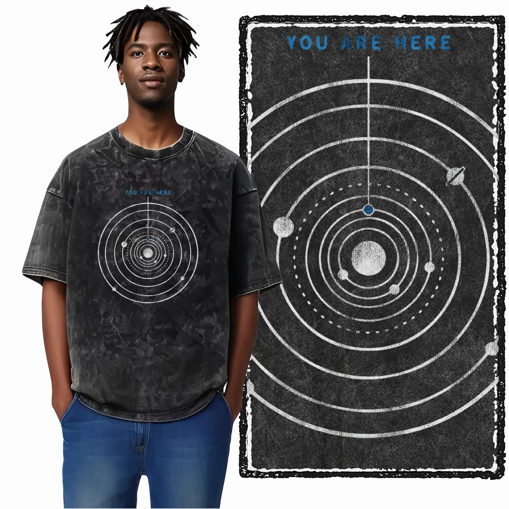 Space Theme Graphic T-Shirt (Acid Wash)