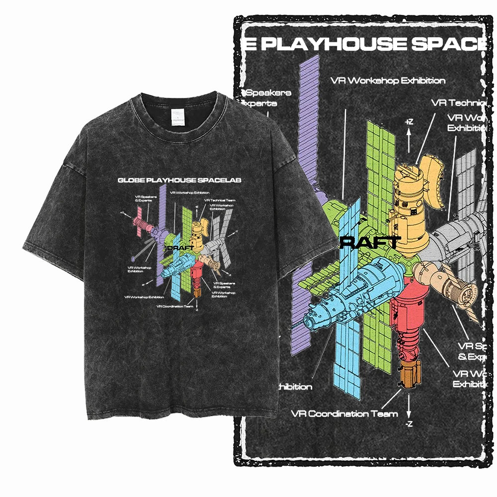 Space Theme Graphic T-Shirt (Acid Wash)