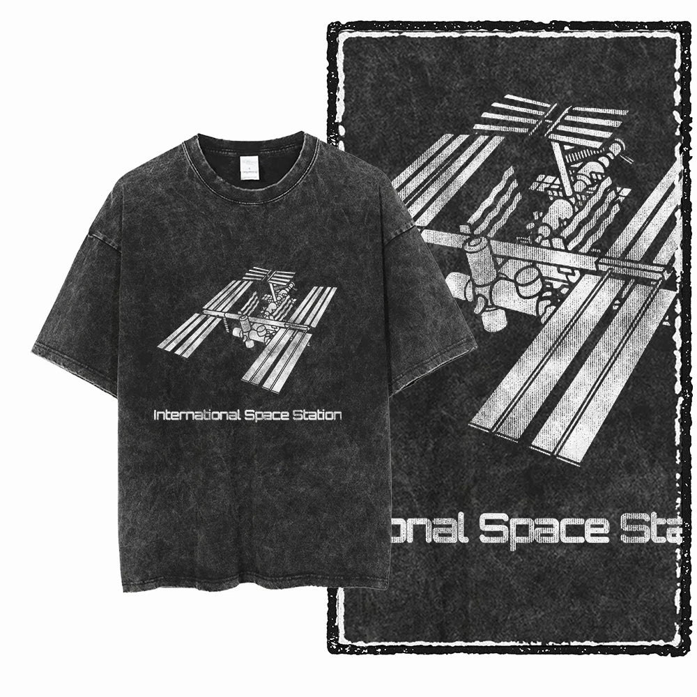 Space Theme Graphic T-Shirt (Acid Wash)