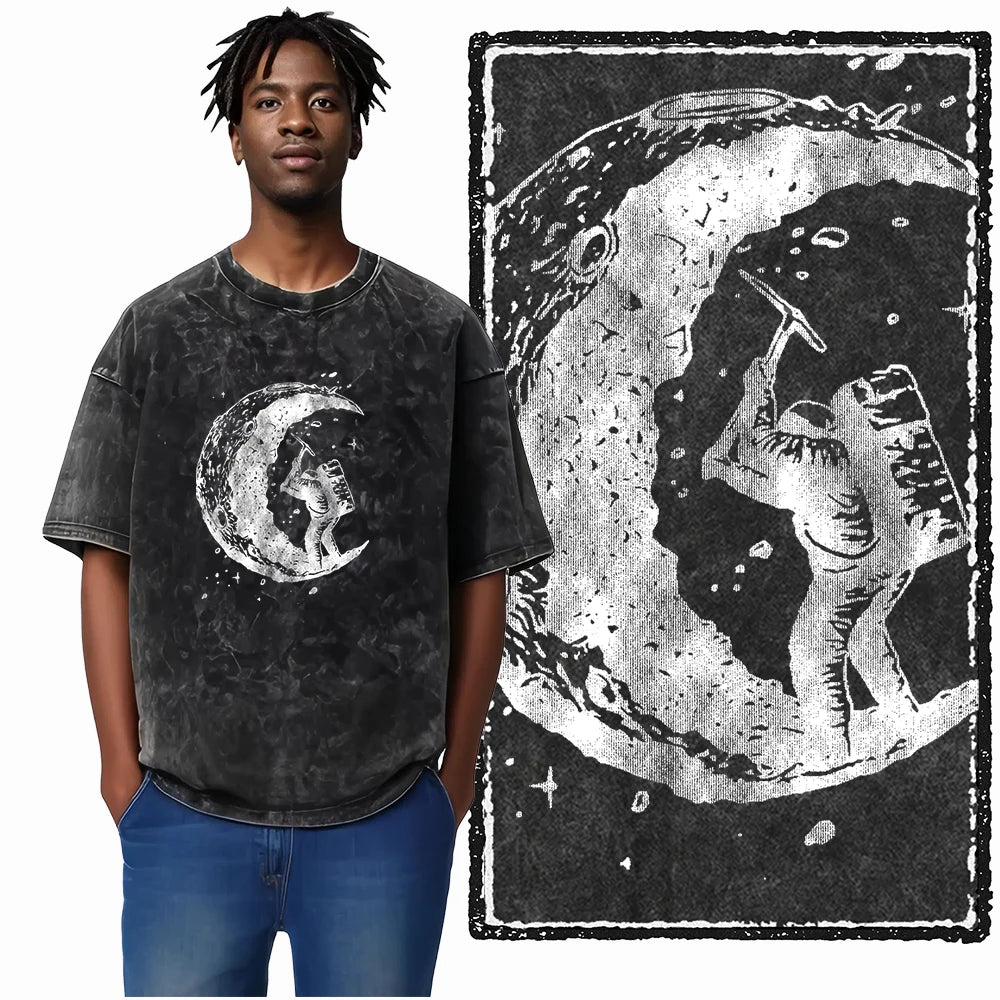 Space Theme Graphic T-Shirt (Acid Wash)