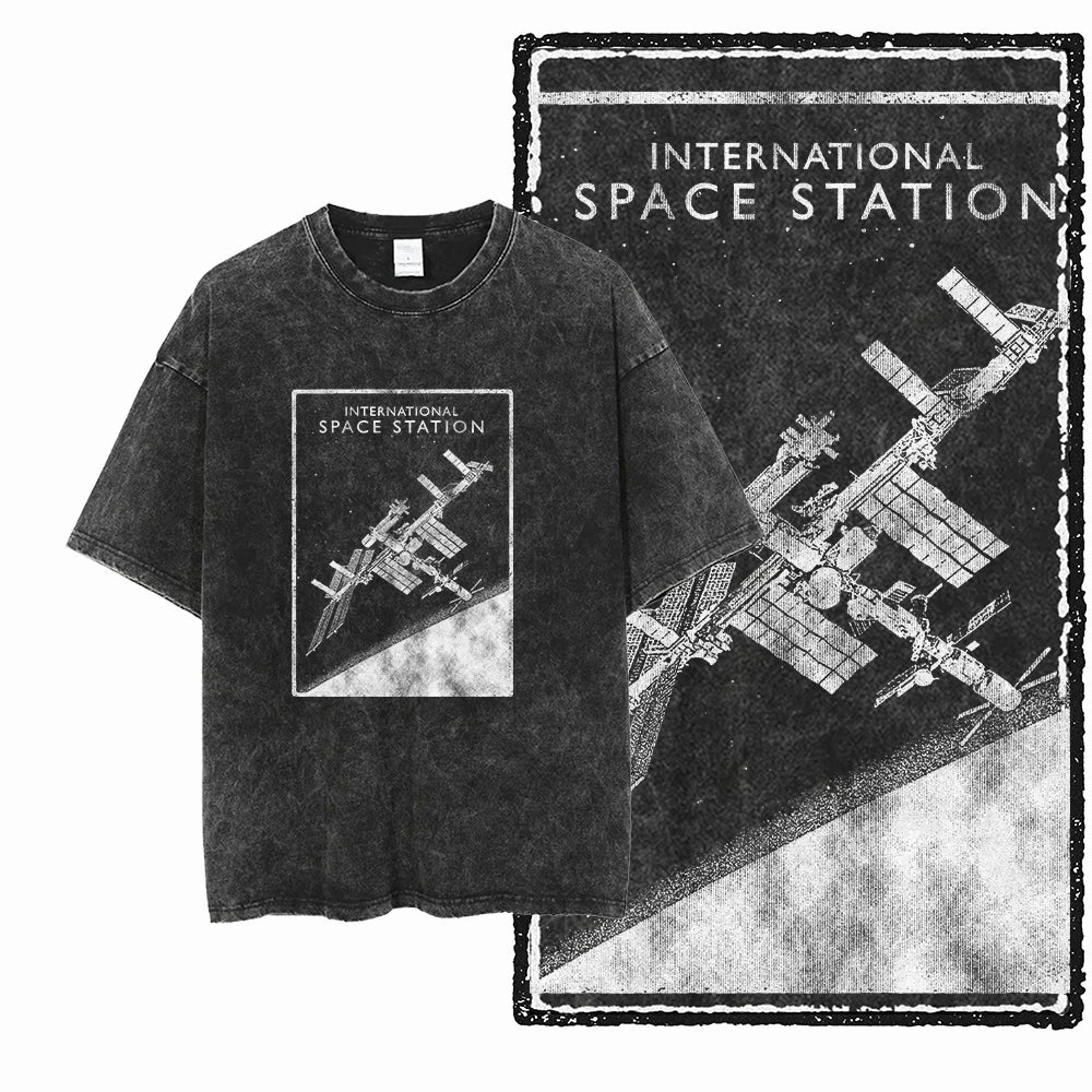 Space Theme Graphic T-Shirt (Acid Wash)
