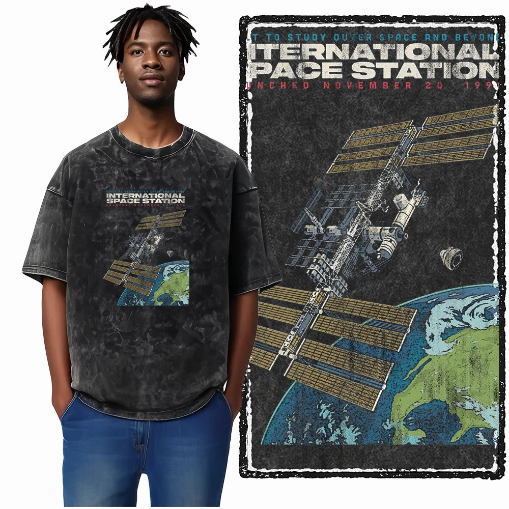 Space Theme Graphic T-Shirt (Acid Wash)