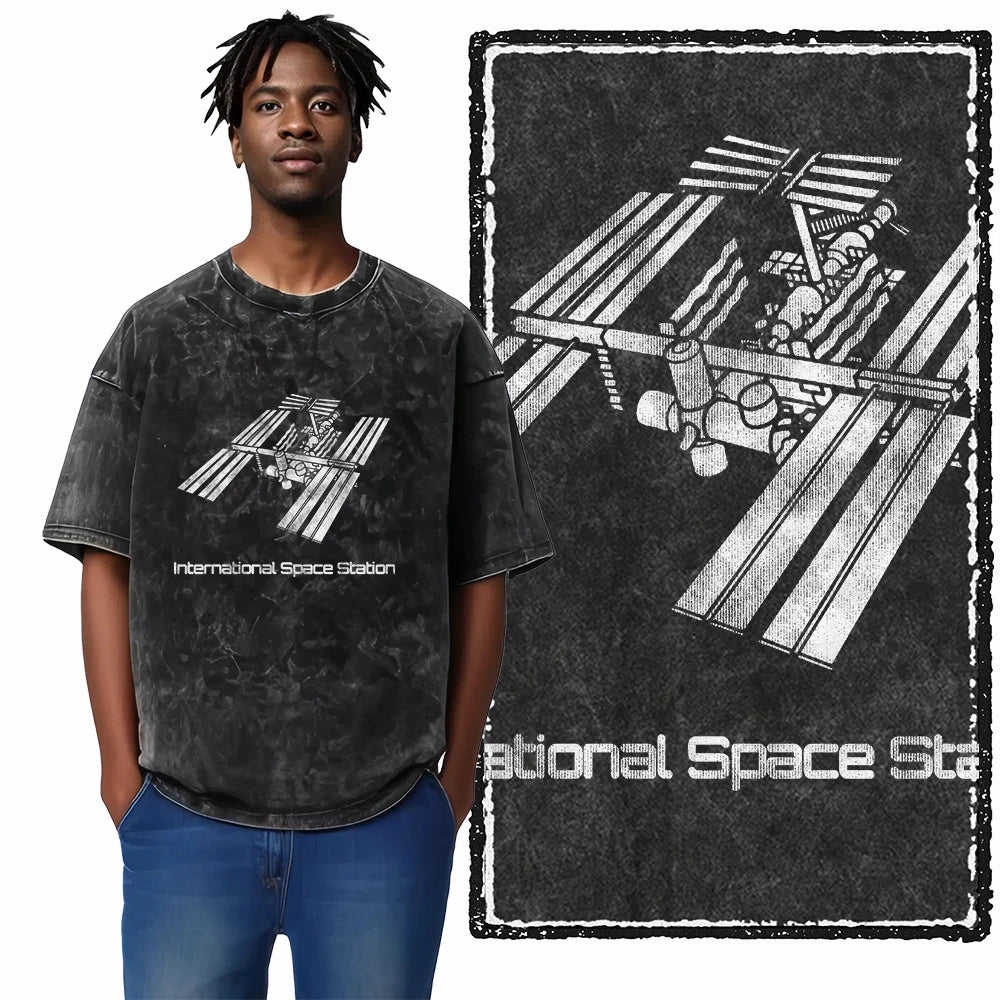 Space Theme Graphic T-Shirt (Acid Wash)