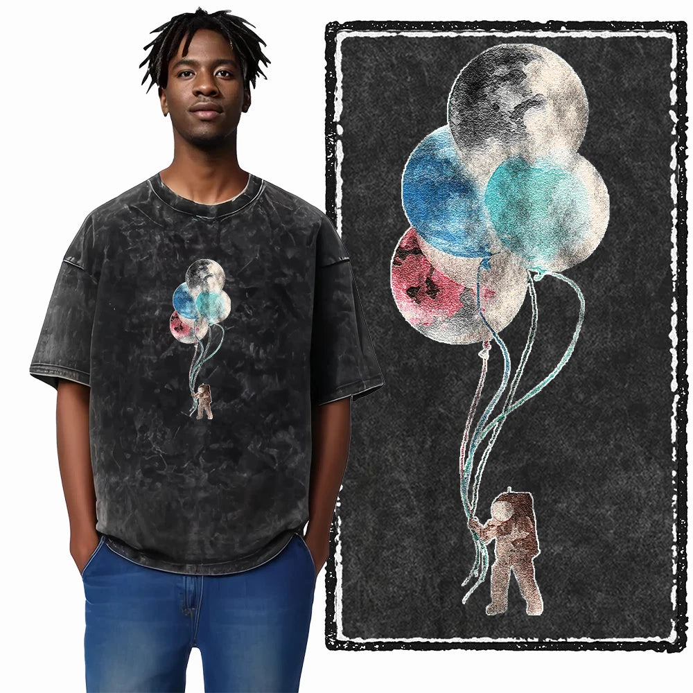 Space Theme Graphic T-Shirt (Acid Wash)