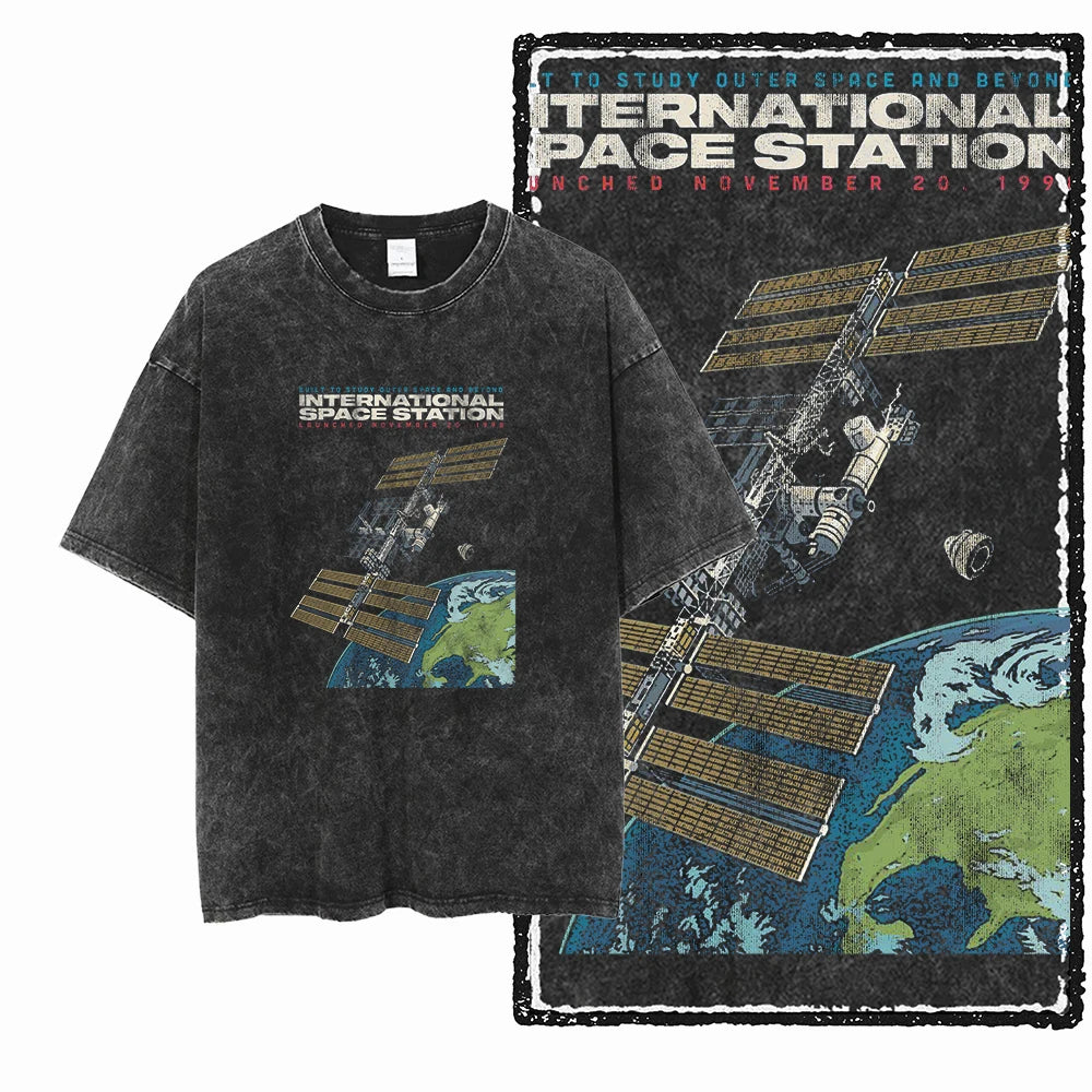 Space Theme Graphic T-Shirt (Acid Wash)