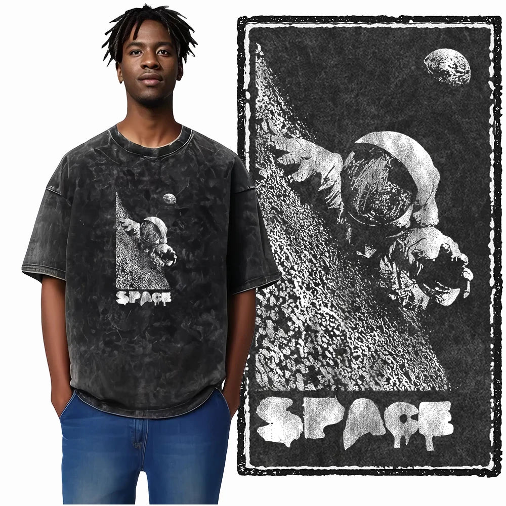 Space Theme Graphic T-Shirt (Acid Wash)