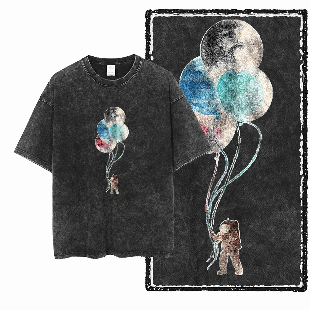 Space Theme Graphic T-Shirt (Acid Wash)