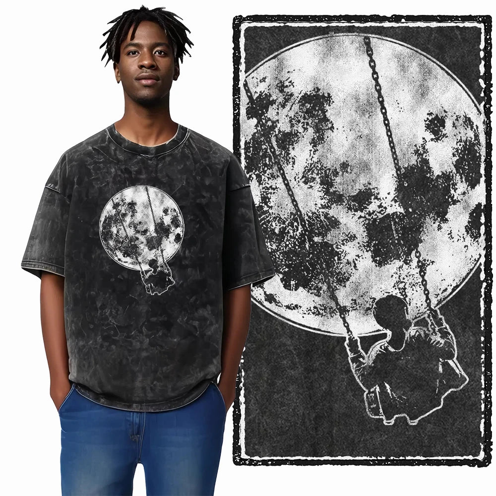 Space Theme Graphic T-Shirt (Acid Wash)