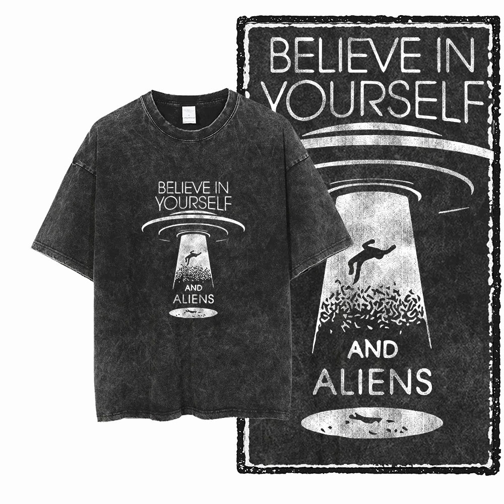 Space Theme Graphic T-Shirt (Acid Wash)