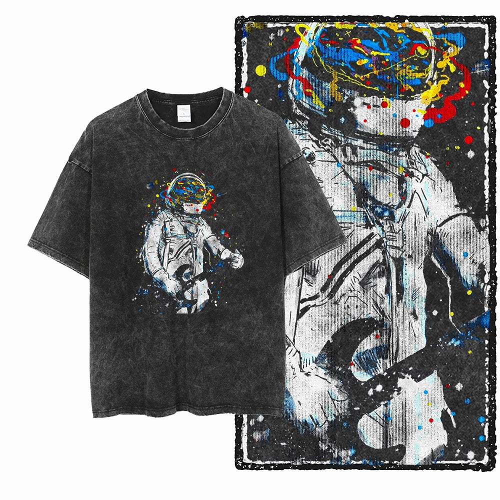 Space Theme Graphic T-Shirt (Acid Wash)