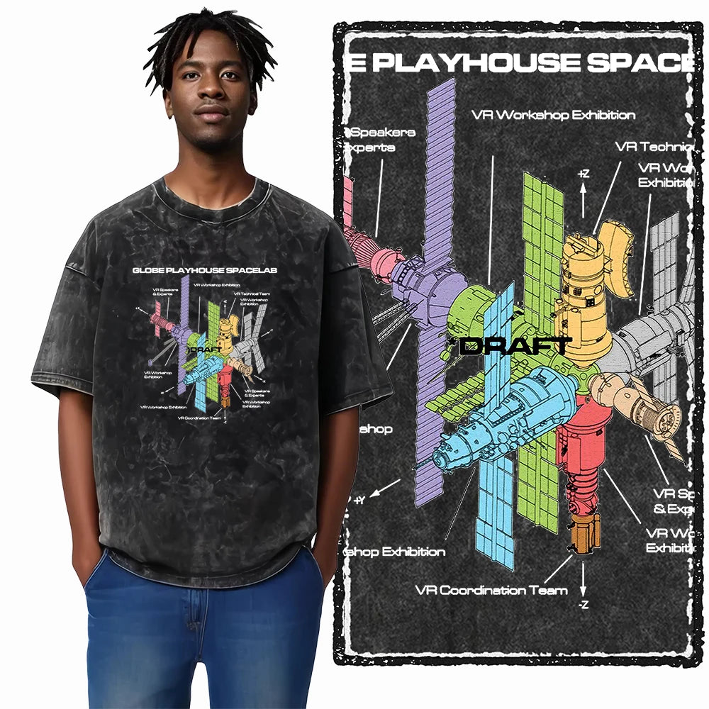 Space Theme Graphic T-Shirt (Acid Wash)