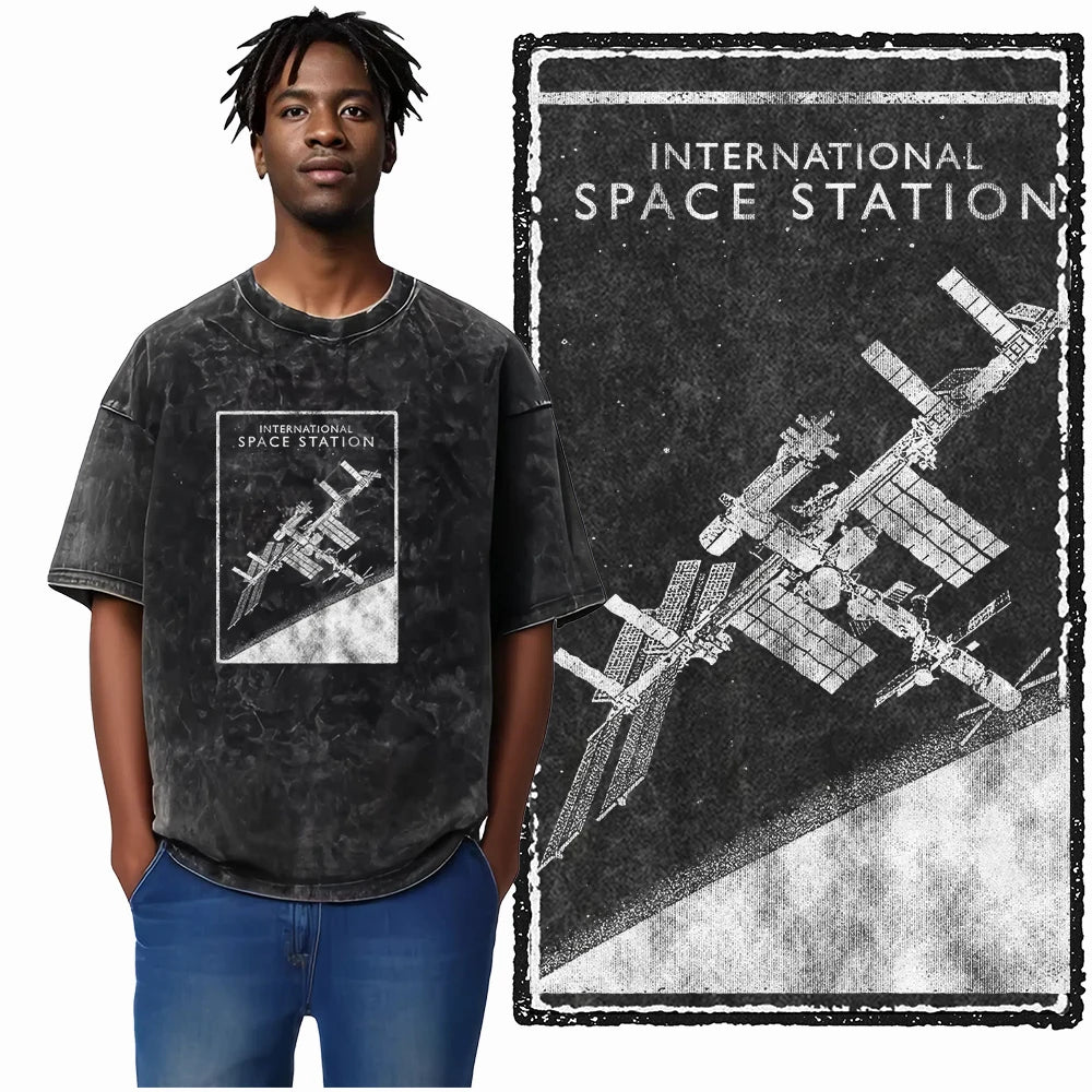 Space Theme Graphic T-Shirt (Acid Wash)