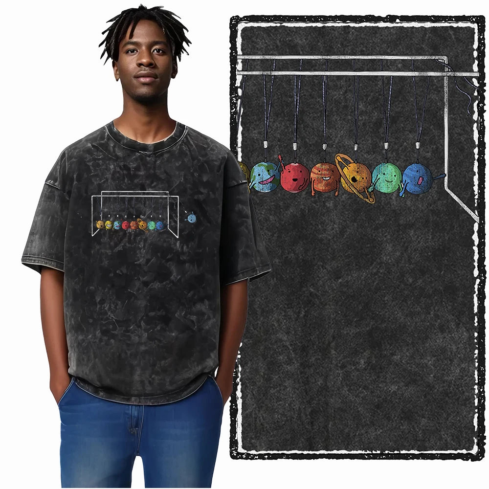 Space Theme Graphic T-Shirt (Acid Wash)