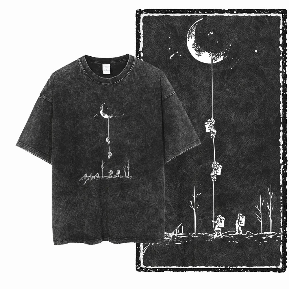 Space Theme Graphic T-Shirt (Acid Wash)